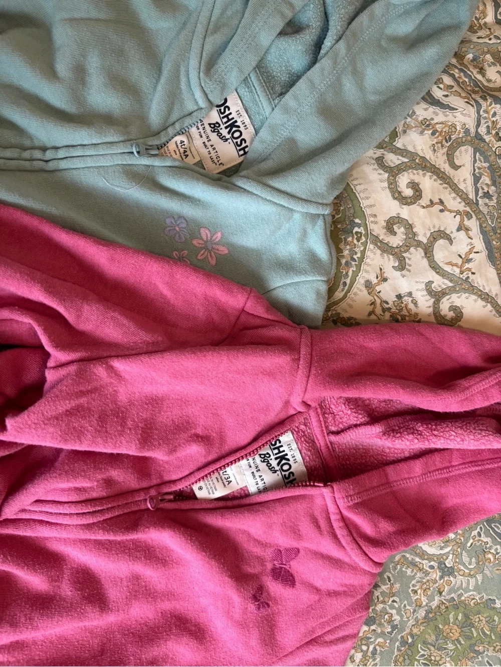 OshKosh B'gosh Girls' Hooded Fleece Jackets - Pink and Light Blue 4t 3t bundle